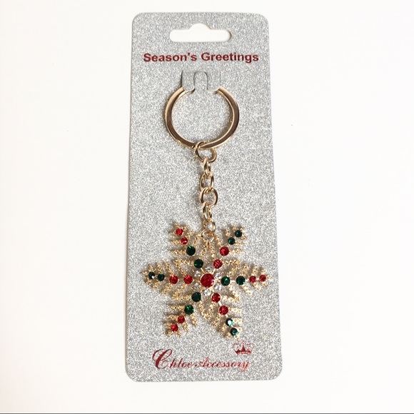 Stunning Christmas Holiday Rhinestone Keychain New - Picture 2 of 3